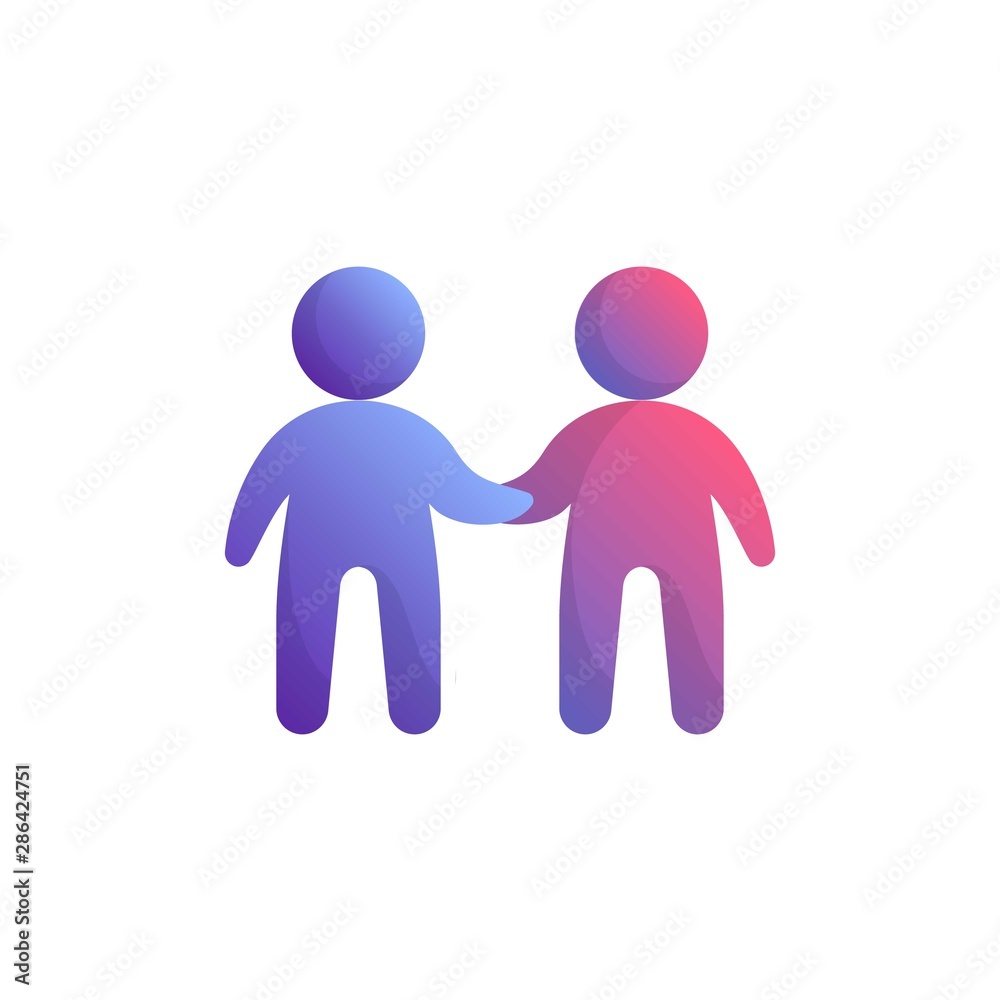 Two people handshake flat icon, Contract, deal vector sign, Teamwork colorful pictogram isolated on white. Symbol, logo illustration. Flat style design