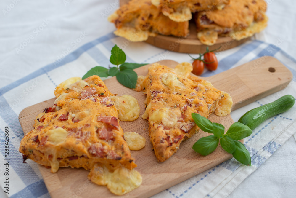 home made savory scones with tomato, cheese and basil home made savory scones with tomato, cheese and basil