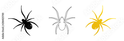 Set, collection of spider vector icons, symbols for halloween design.