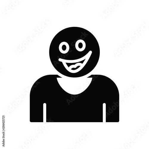 Black solid icon for happy 
