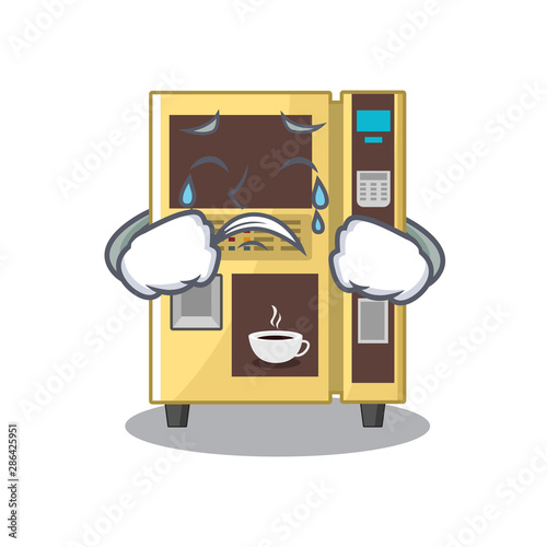 Crying coffee vending machine in a karakter
