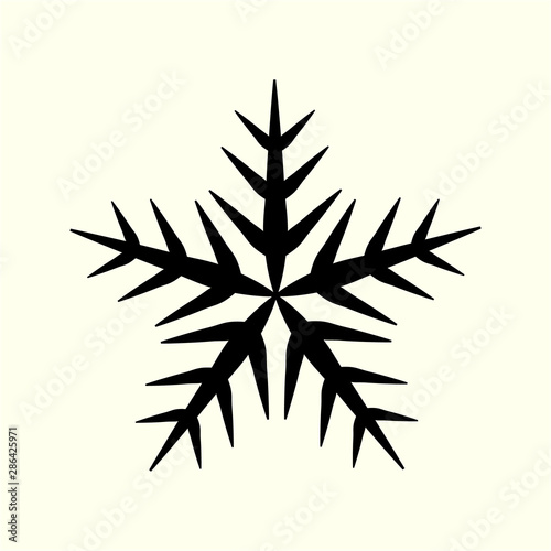 Fototapeta Naklejka Na Ścianę i Meble -  Snowflake icon. Christmas and winter emblem. Vector sign. Stencil, scantling design.