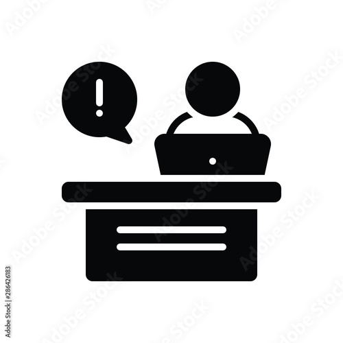 Black solid icon for reception desk 
