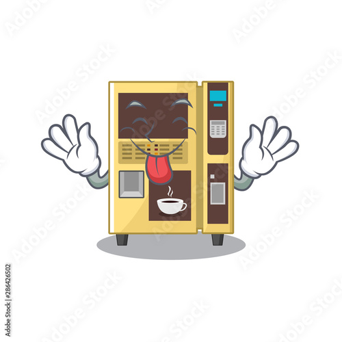 Tongue out coffee vending machine in the cartoon