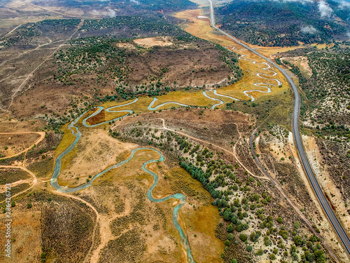 Aerial View of Sevier river in Utah, USA