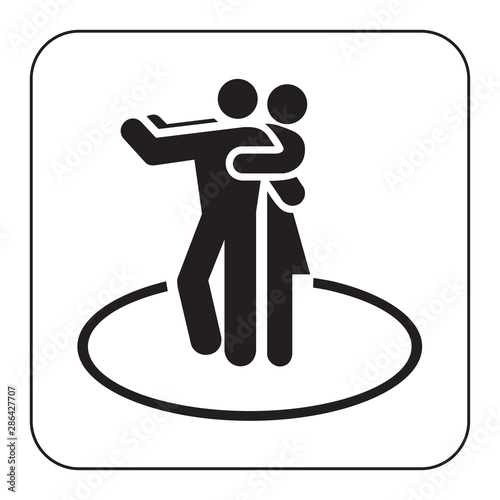 Isolated dancing icon. Black figures of athlets on white background. Sport dancing.