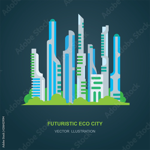 Future city. Futuristic technology city vector illustration.