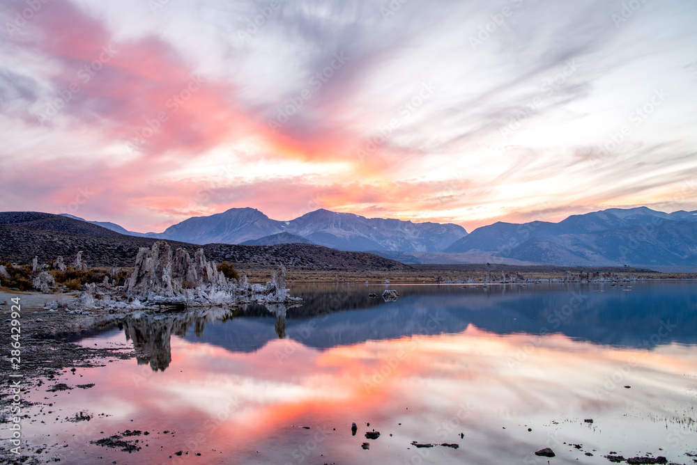 Magic sunset on Mono lake in California, USA