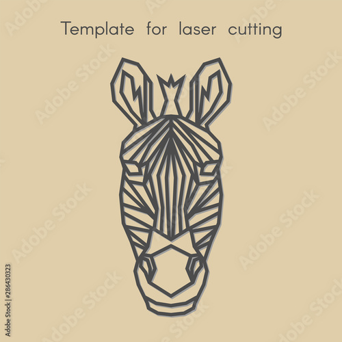   Template animal for laser cutting. Abstract geometric zebra for cut. Stencil for decorative panel of wood, metal, paper. Vector illustration.
