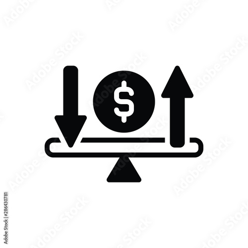 Black solid icon for economic balance 