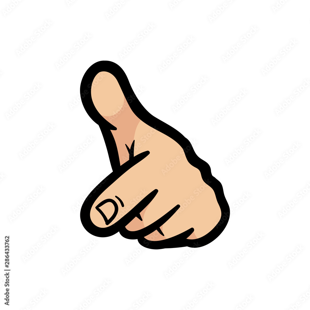 Cartoon Cool Pointing Hand Gesture Illustration Stock Vector | Adobe Stock