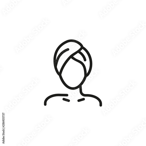 Beauty skin line icon. Woman client, spa salon, ladies change room. Skincare concept. Vector illustration can be used for topics like beauty, cosmetics, hygiene