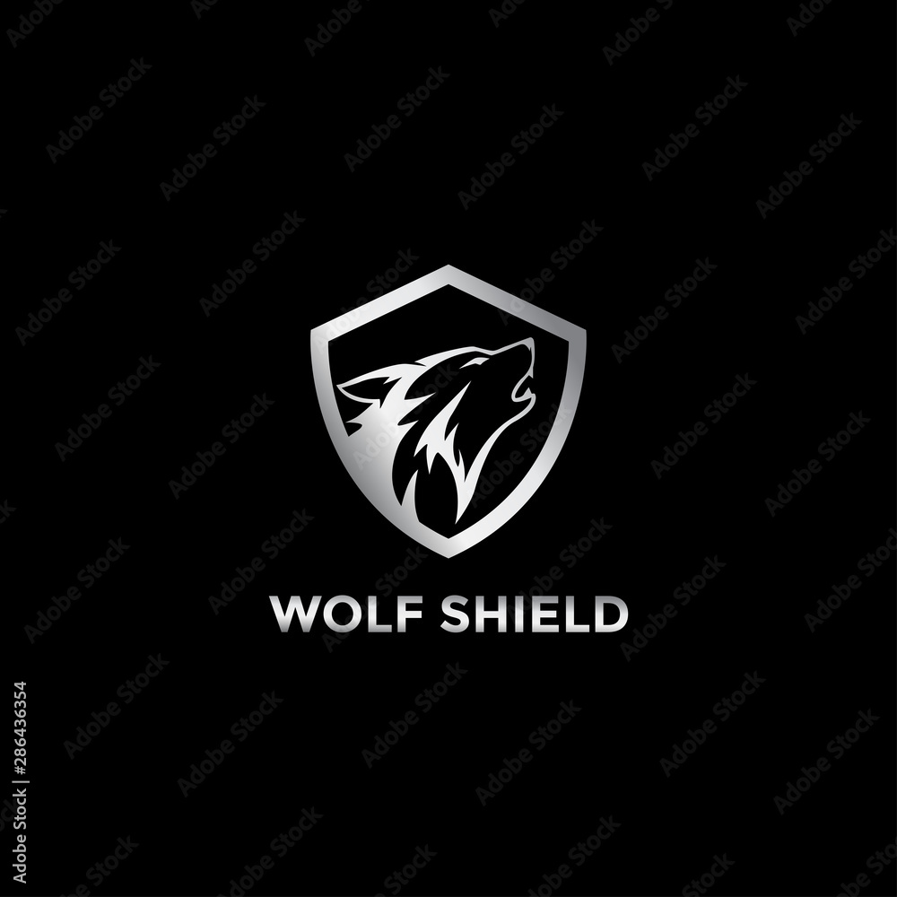 Abstract wolf metal shield logo Abstract wolf metal shield logo