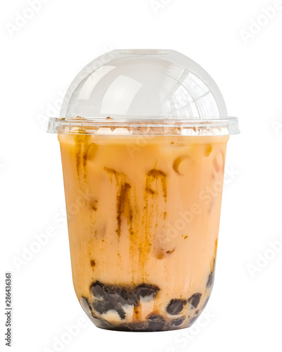 Taiwan milk tea with bubble, Bubble milk tea with Clipping Path.