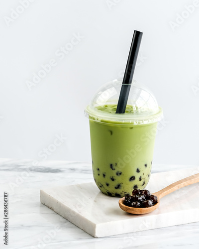 Bubble milk green tea, Taiwan milk tea with bubble.
