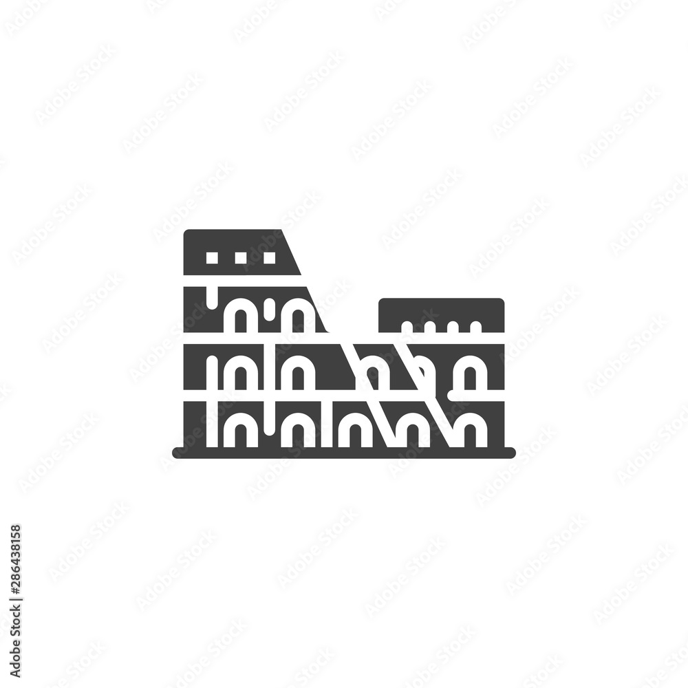 Rome famous landmarks vector icon. filled flat sign for mobile concept and web design. Italy cities buildings travel glyph icon. Symbol, logo illustration. Vector graphics