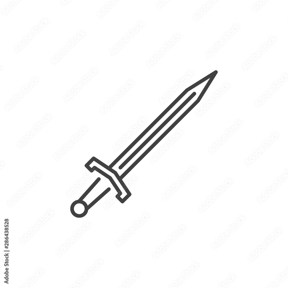 Sword vector concept icon or symbol in thin line style Sword vector concept icon or symbol in thin line style