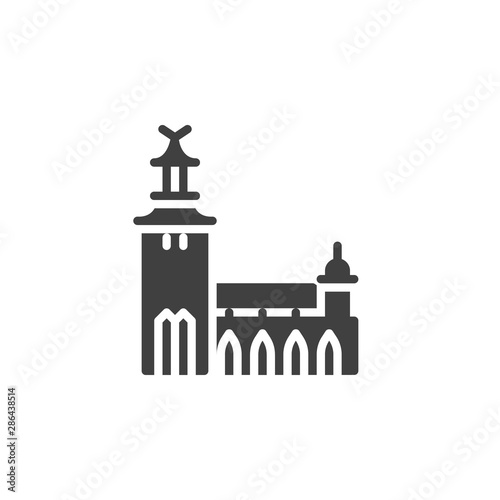 Stockholm famous landmark vector icon. filled flat sign for mobile concept and web design. Sweden City Buildings glyph icon. Europe travel symbol, logo illustration. Vector graphics