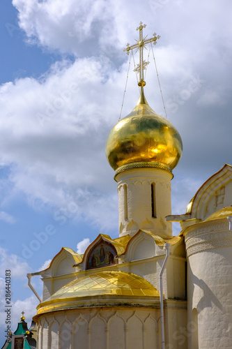 Domes of the churches in the Trinity Lavra of St. Sergius Monastery in Sergiyev Posad photo