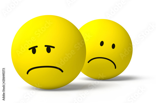 Two 3D emoji characters sad and unhappy