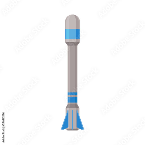 Gray missile with a rounded top. Vector illustration on a white background.