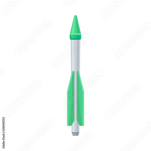 Gray missile with green details. Vector illustration on a white background.