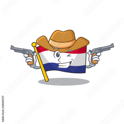 Cowboy flag netherlands isolated in the character