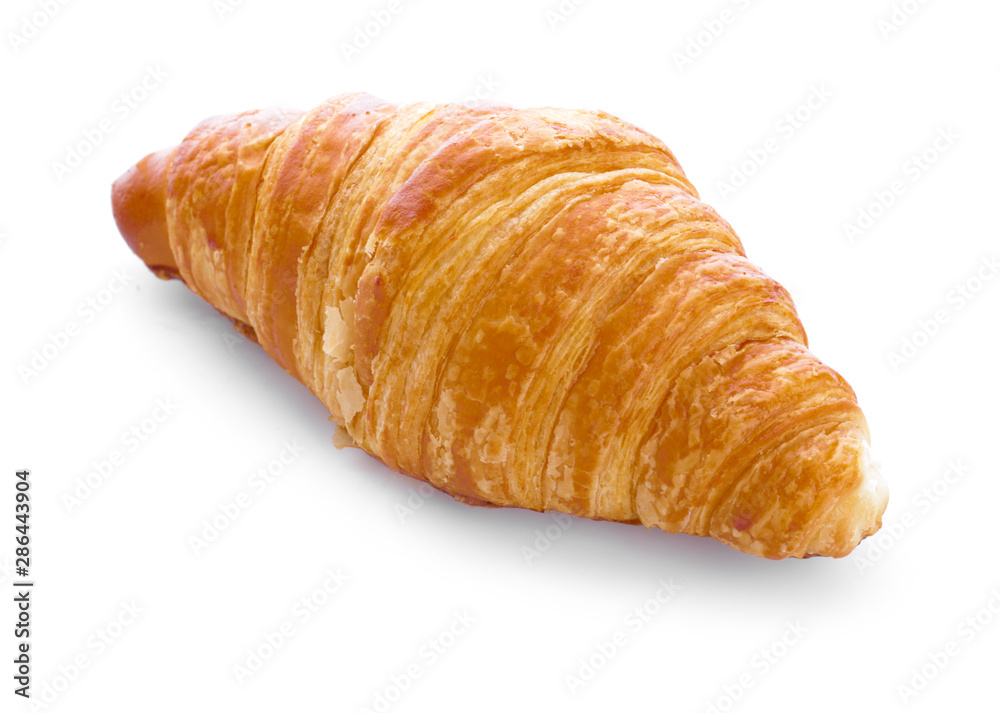 Sweet croissant on white background