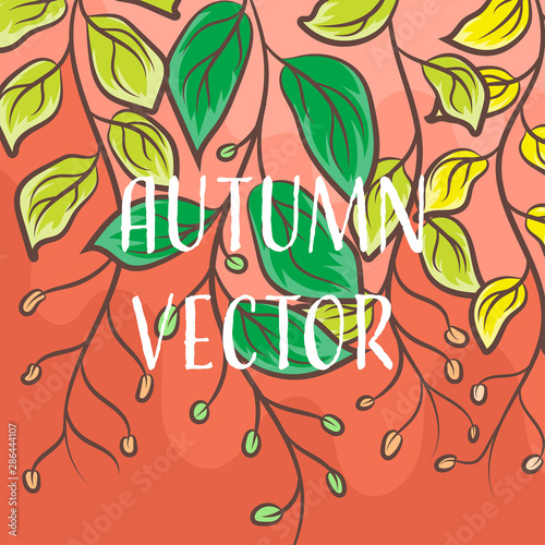 Autumn nature scene vector drawing wallpaper backgrounds