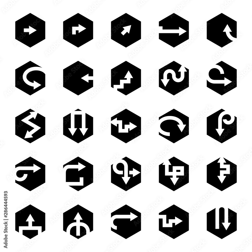 arrow icons in hexagon buttons set arrow icons in hexagon buttons set