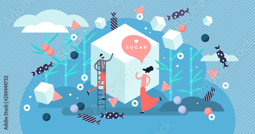 Sugar vector illustration. Flat tiny sweet taste product persons concept.