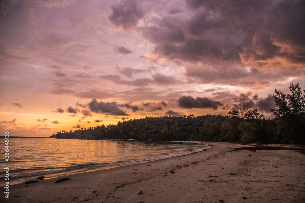 Koh Rong island, sunset and beach, in Cambodia Sihanoukville