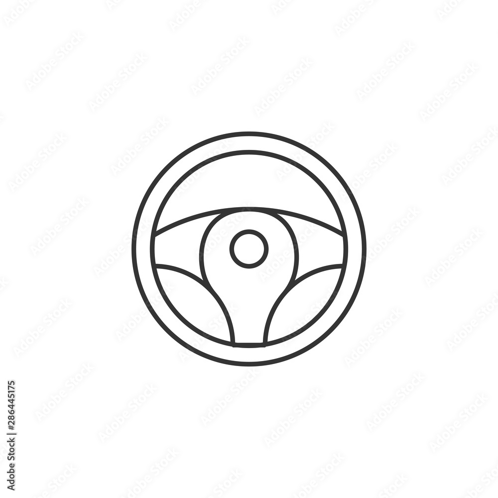 Car steering wheel icon. Vector illustration, flat design. Car steering wheel icon. Vector illustration, flat design.