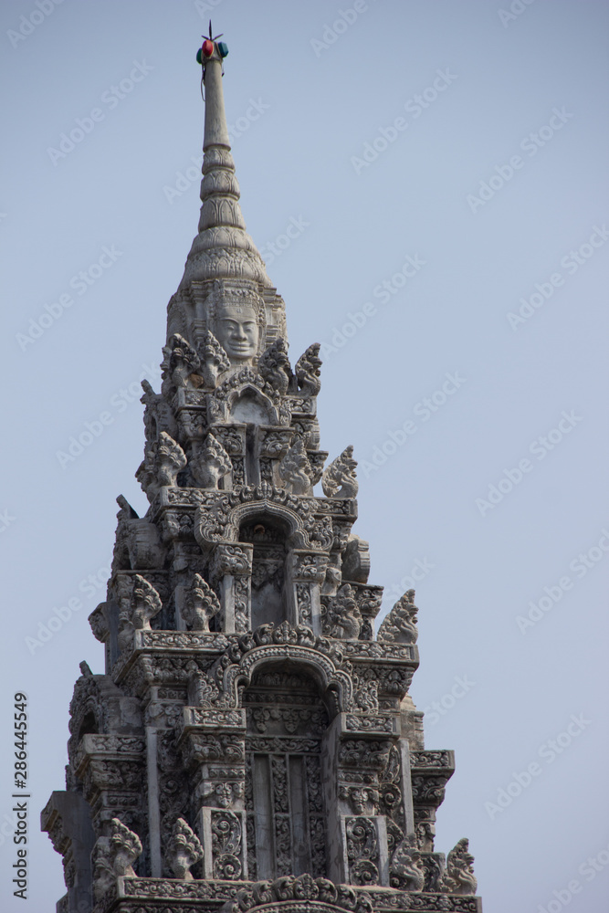 Spire of Wat Kesararam Pagoda, in English Pagoda of the Cornflower Petals. Also referred to as Wat Keseram. Located on the north west side of Siem Reap on National Road 6.