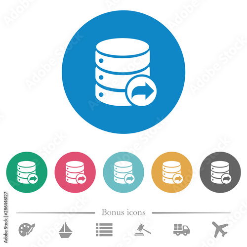 Database transaction commit flat round icons