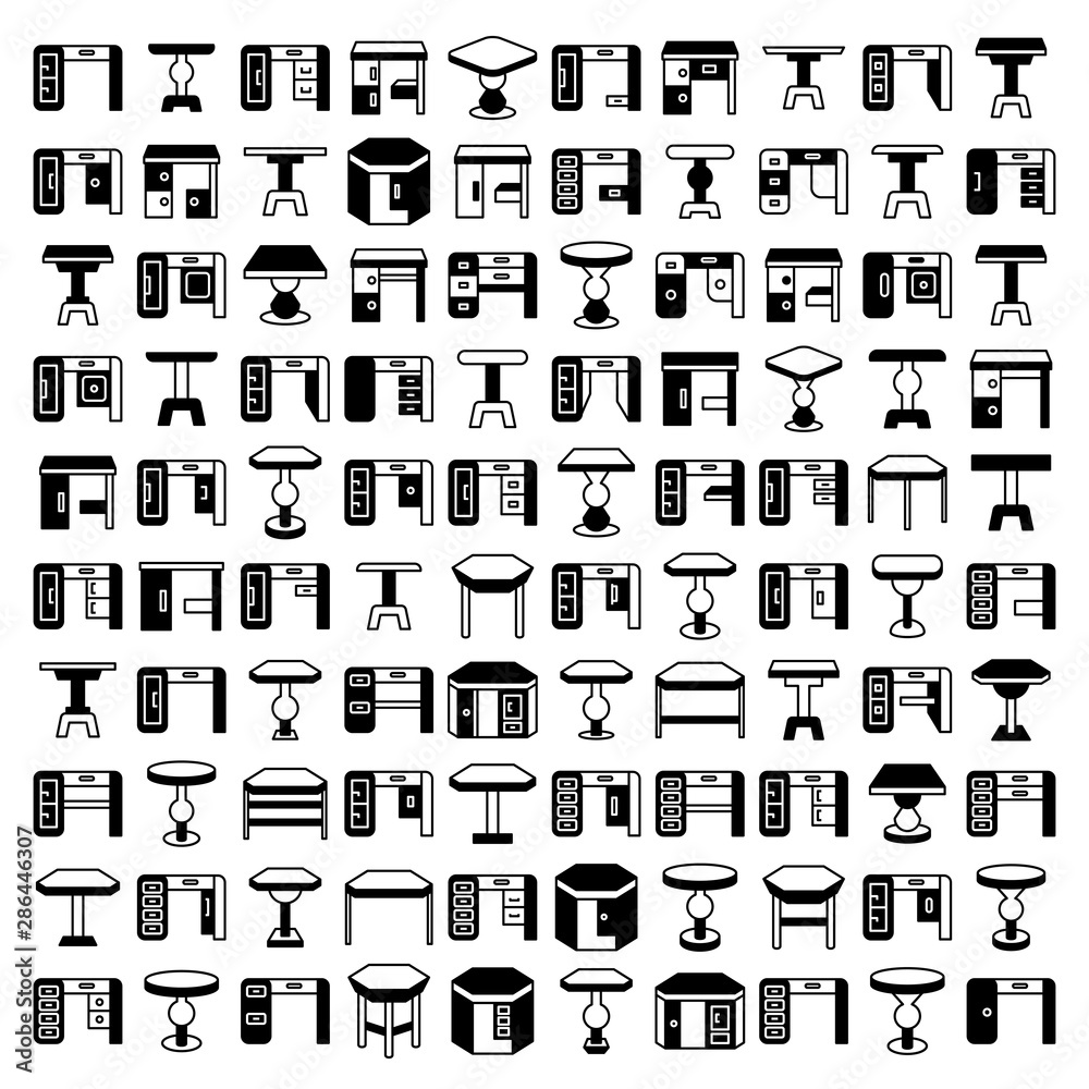 vector set desk and table icons vector set desk and table icons