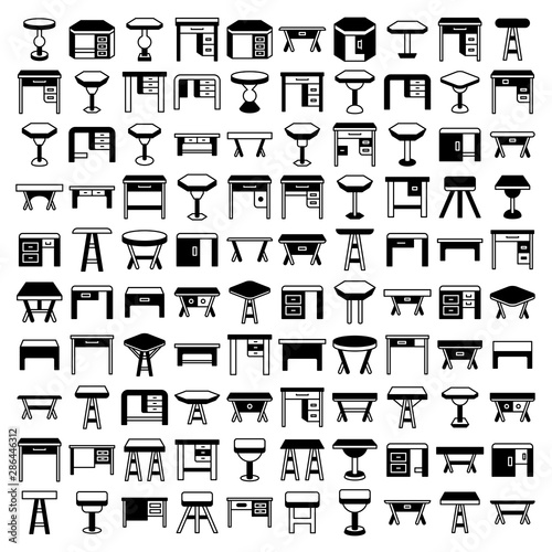 vector set desk and table icons