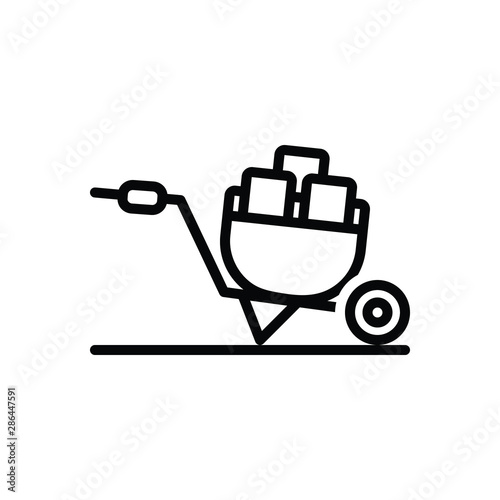 Black line icon for wheel barrow 