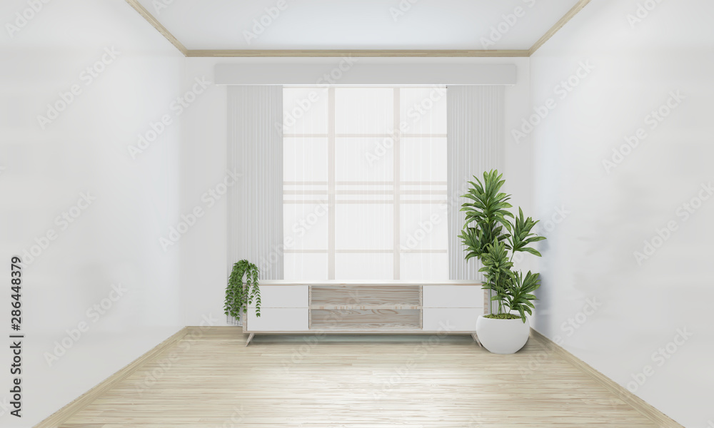 Fototapeta premium Cabinet woon japanese minimal design on empty room interior design.3D rendering