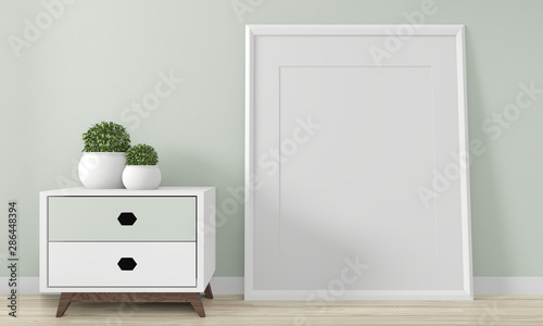 Mini cabinet japan minimal design and mock up decoration on zen room interior design.3D rednering