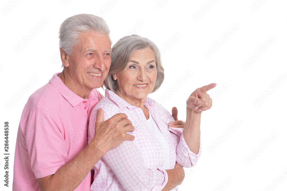Portrait of happy senior couple on white background Portrait of happy senior couple on white background