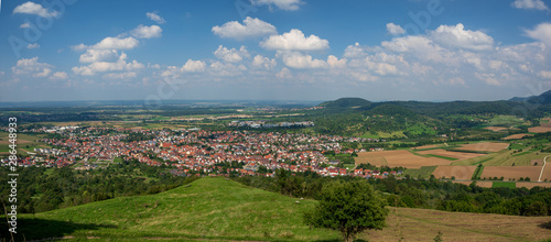View from Top of the Limburg Mountain down to Weilheim Teck and Neidlingen Landscape  which is part of Baden Württemberg area photo