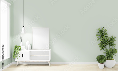 Cabinet wooden minimal japanese design on room modern zen design.3D rendering
