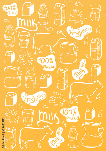 Milk doodle background