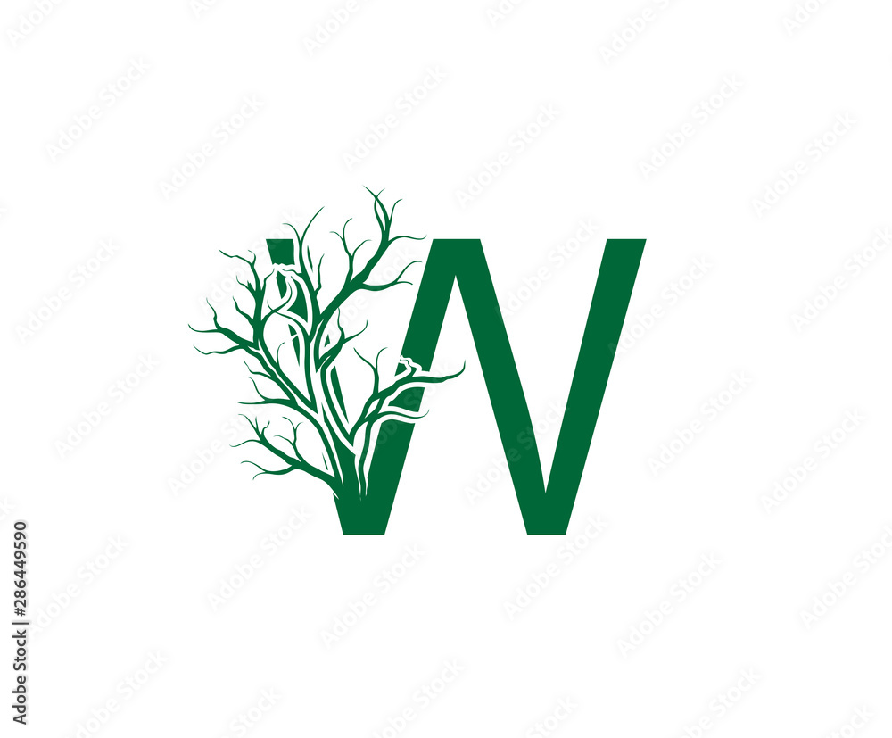 Abstract Letter W Dead Tree Logo Icon. Stock Vector | Adobe