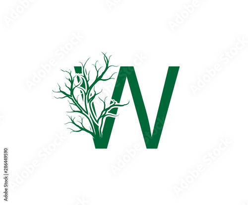 Abstract Letter W Nature Nature Dead Tree Logo Icon. 