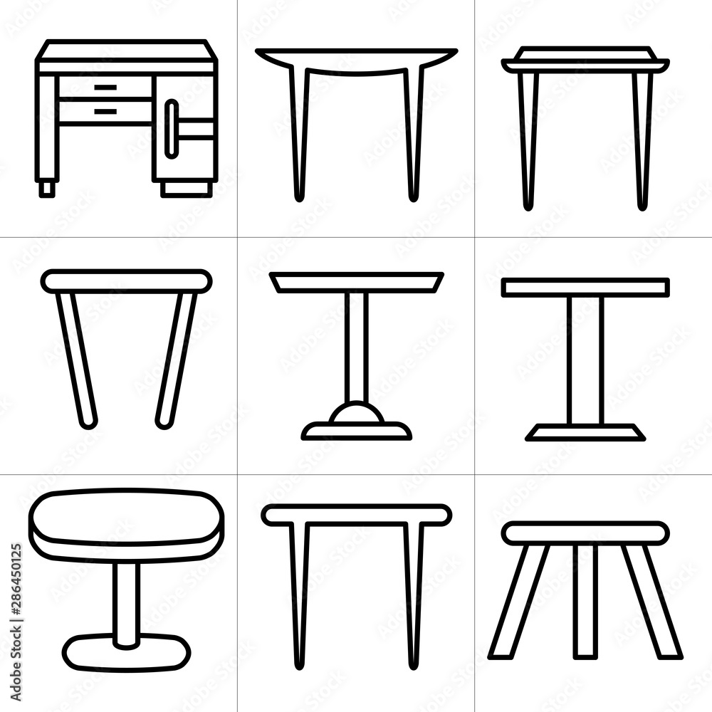 desk and table line icons vector desk and table line icons vector