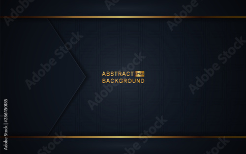 Abstract luxury background with dark blue overlap layers a combination with golden line decoration texture. Elegant and premium concept vector design for use element card, cover, banner, invitation