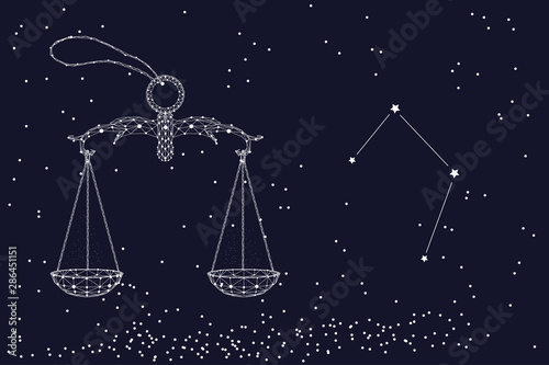 Zodiac sign Libra. The symbol of the astrological horoscope. Horizontal banner.