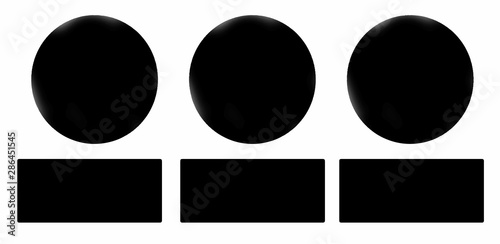 Set of black round and rectangle stamps on white background. Set of web icons
